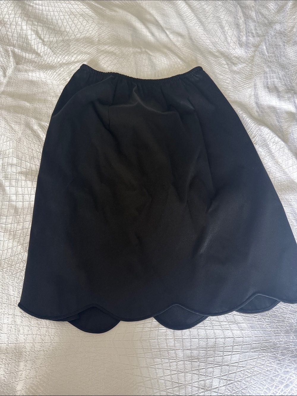 Vanity Fair Black A-Line Skirt with Scalloped Hem